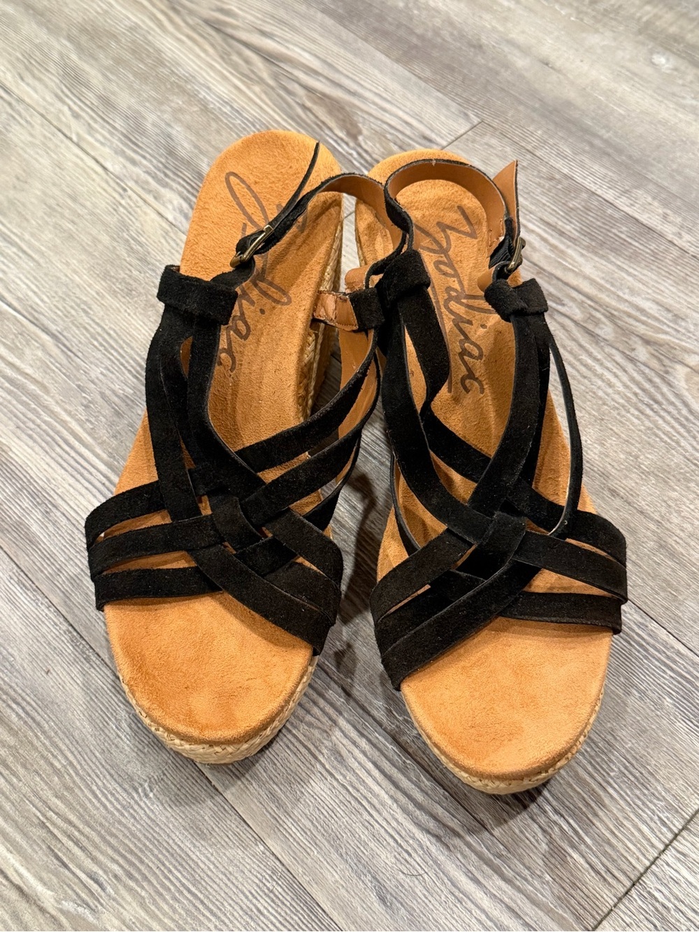 Zodiac Petra Strappy Leather Wedge Sandals Women’s Size 11M Espadrilles